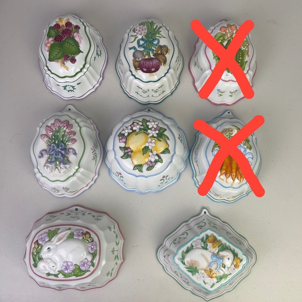 Franklin Mint Le Cordon Bleu Ceramic Molds Set 6 White Multi Excellent 1986